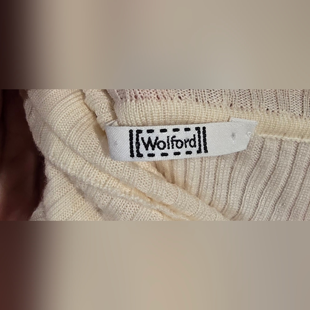 Wolford The Merino Fine Rib Top Long Sleeves Size Small In Ecrue - Picture 5 of 7